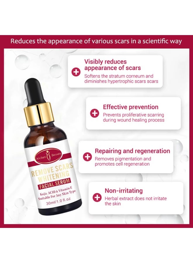 Aichun beauty Remove Scars Whitening Facial Serum Kojic Acid Vitamin E 30ml Face Brightening Lightening Dark Spot Remover Skin Repair Moisturizing Anti Acne Anti Pigmentation - Image 3