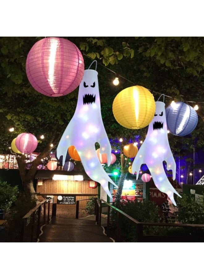 Hanging Glowing Ghost Windsocks Flag, 47 Inch  Ghost Wind Socks Wind Flags with LED Light - Image 4