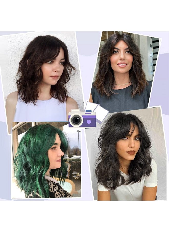 Aisaide - Isaide Short Curly Wavy Bob Wig With Curtain Bangs Black Curly Bob Wigs With Bangs For Women Synthetic Bob Curly Wavy Wig Natural Hair Shoulder Length Wigs For Women 14Inch 1B - Image 1