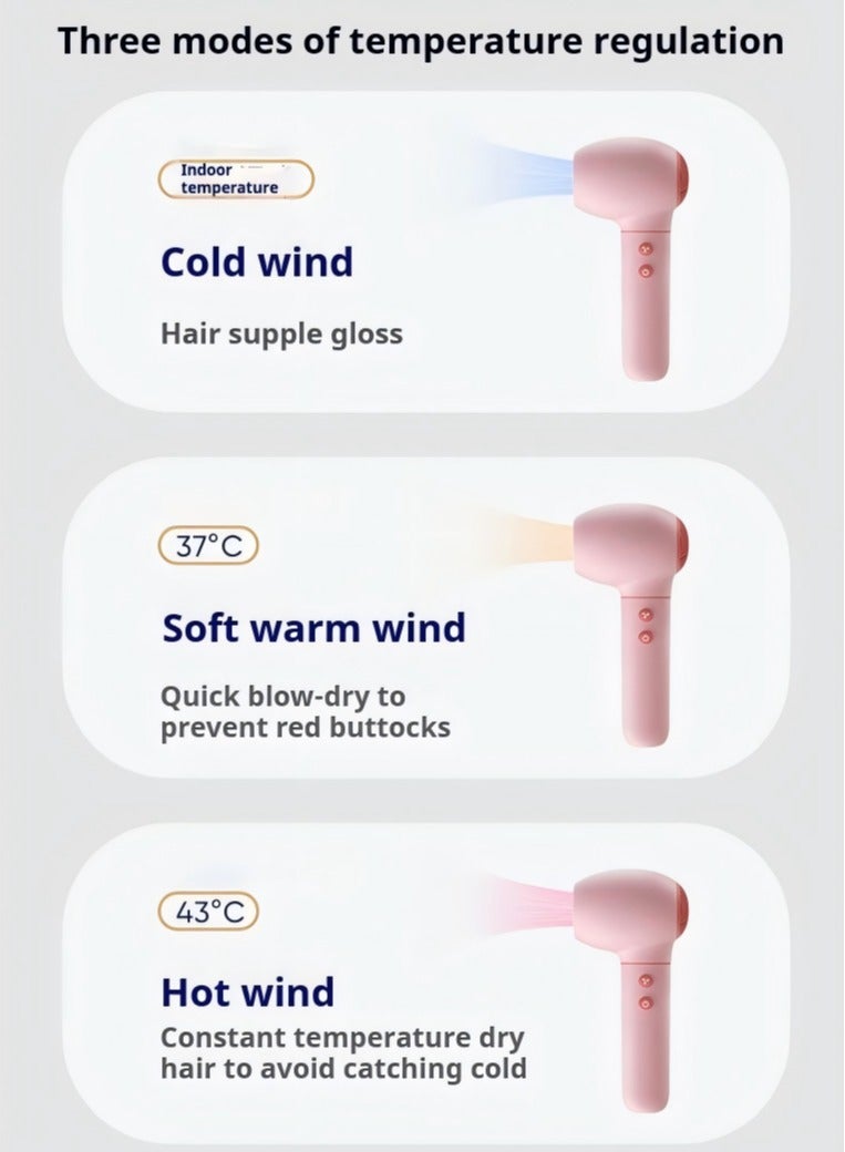 general Kids Portable Wireless Hair Dryer, Duck Shape 3-Speed Adjustable, Temperature Controlled,Quiet, Soft And Low Radiation, Wireless Charging,Prevents Diaper Rash - Image 4