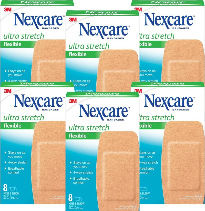 Nexcare Ultra Stretch Bandages, Flexible and Breathable, 8-Count Packages (Pack of 6) - Image 1