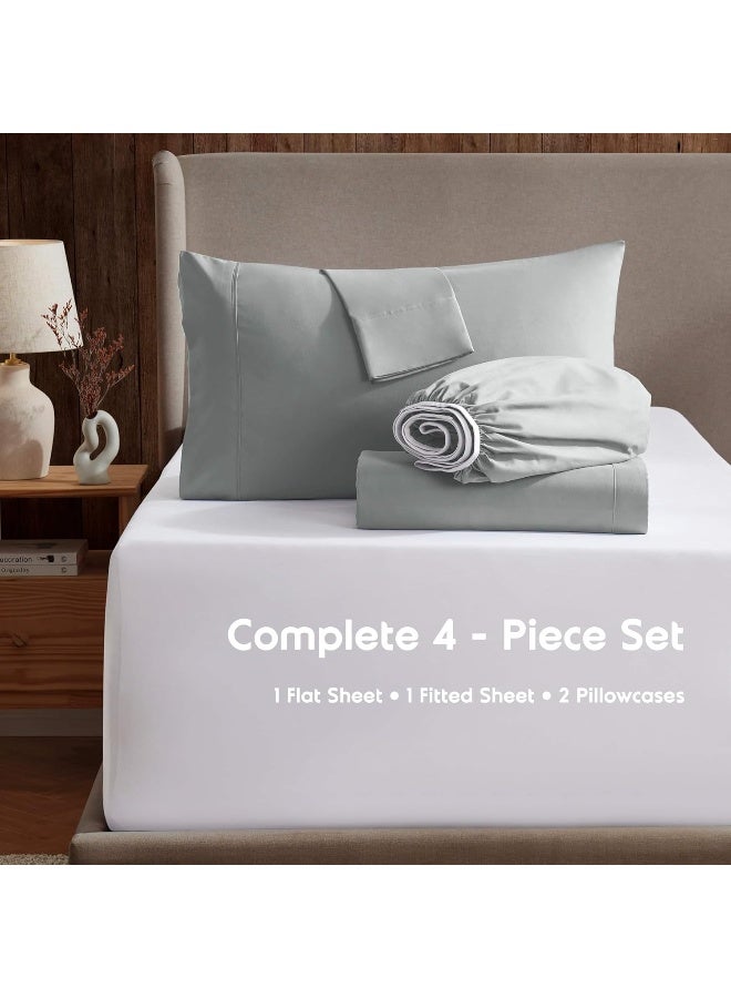 Nestl Nestl RV Short Queen Sheet Set - 4 Piece Bed Sheets for RV Short Queen Size Bed, Deep Pocket, Hotel Luxury, Extra Soft, Breathable and Cooling, Light Grey RV Short Queen Size Sheets  - Image 2