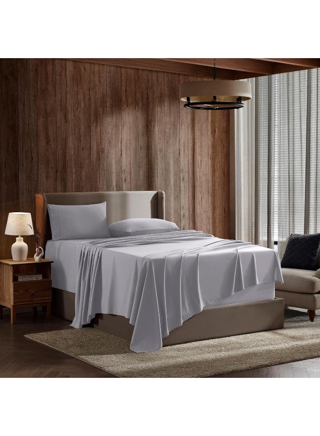 Nestl Nestl RV Short Queen Sheet Set - 4 Piece Bed Sheets for RV Short Queen Size Bed, Deep Pocket, Hotel Luxury, Extra Soft, Breathable and Cooling, Light Grey RV Short Queen Size Sheets  - Image 1