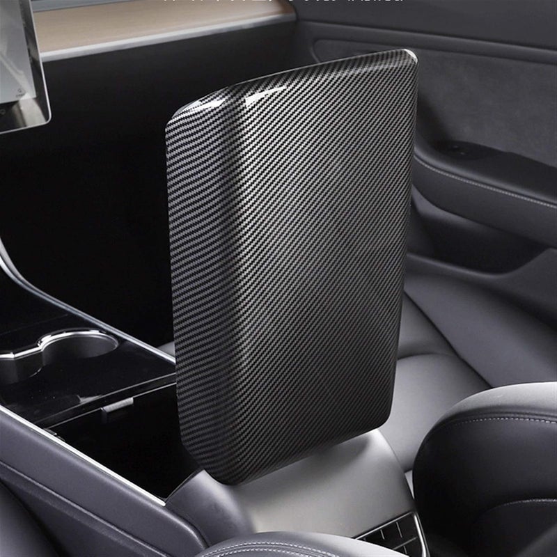 QASULER Carbon Fiber Armrest Box Cover for Tesla Model 3 - Image 3