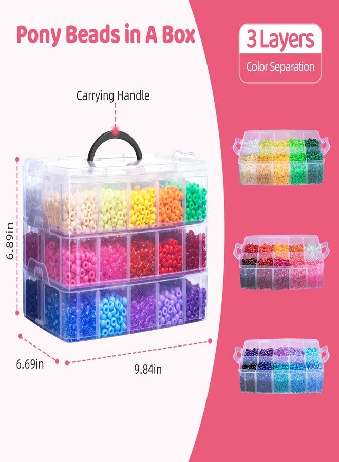Umikk 10,000 Pcs Pony Beads, Beads for Hair, 30 Assorted Colored Beads for Bracelets Making, Kandi Friendship Bracelet Beads for Craft, Jewelry Making, Christmas Gifts (Boxed) - Image 3