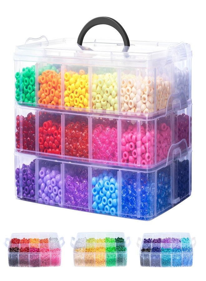 Umikk 10,000 Pcs Pony Beads, Beads for Hair, 30 Assorted Colored Beads for Bracelets Making, Kandi Friendship Bracelet Beads for Craft, Jewelry Making, Christmas Gifts (Boxed) - Image 1