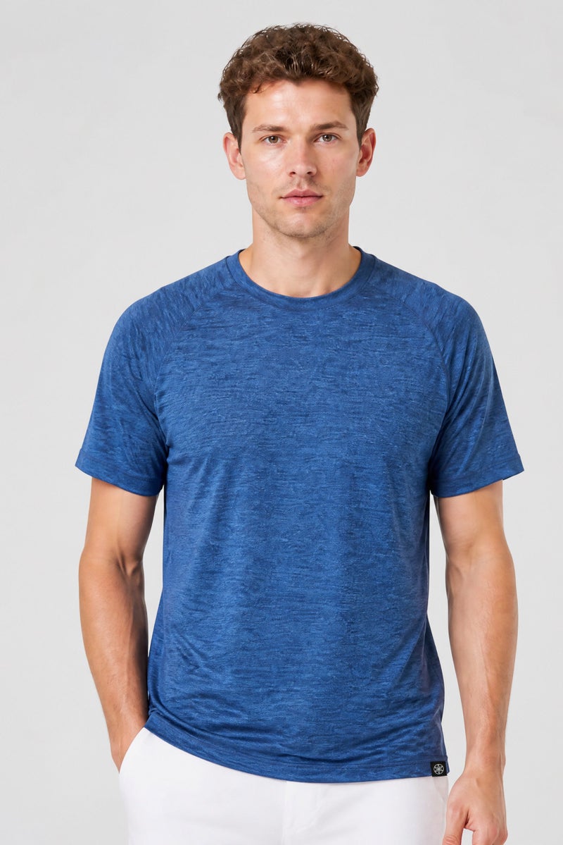 Gaiam Men Slim Fit Short Sleeve Training T-Shirt, Blue - Image 1