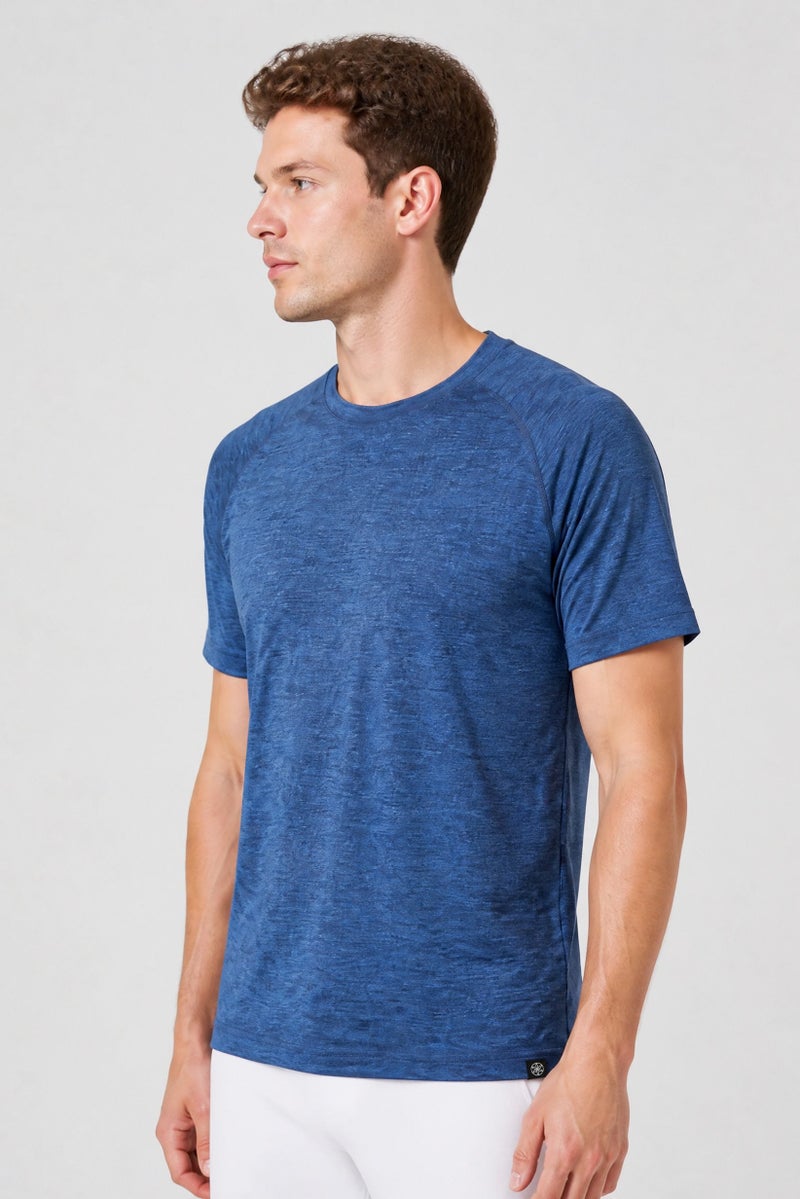 Gaiam Men Slim Fit Short Sleeve Training T-Shirt, Blue - Image 2
