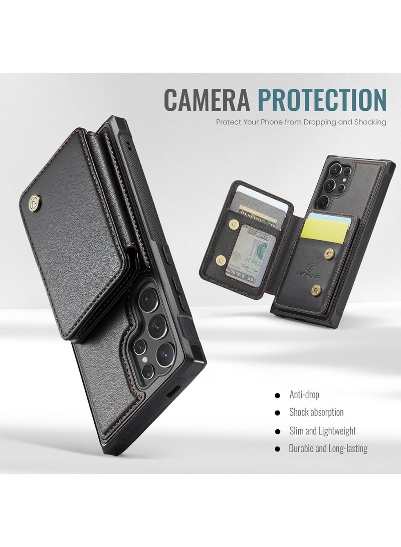 Adando for Samsung Galaxy S26 Ultra Case, Removable Magnetic Wallet Case with Card Holder, Kickstand, [Compatible with MagSafe] [RFID Blocking] with Wireless Charging for Galaxy S26 Ultra Case (Deep Black) - Image 5