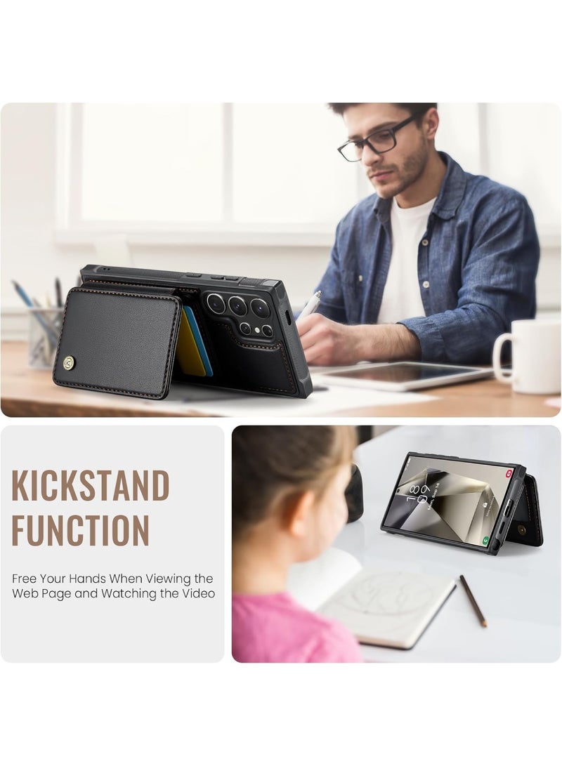 Adando for Samsung Galaxy S26 Ultra Case, Removable Magnetic Wallet Case with Card Holder, Kickstand, [Compatible with MagSafe] [RFID Blocking] with Wireless Charging for Galaxy S26 Ultra Case (Deep Black) - Image 4