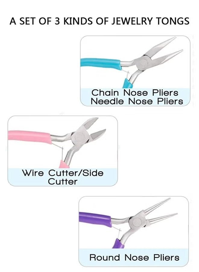 3pcs Mini Pliers set professional for Jewelry Pliers Making Tools needle Nose Long Round Wire Cutter Repair, Wrapping, Cutting Small Jewelry Making Tool Kit - Image 2