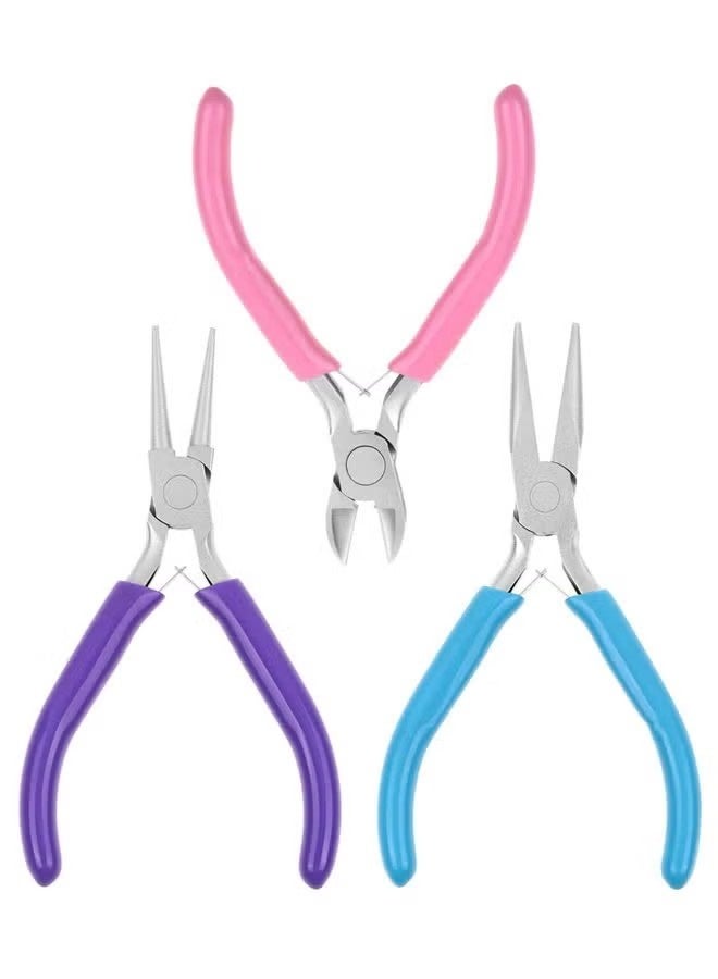 3pcs Mini Pliers set professional for Jewelry Pliers Making Tools needle Nose Long Round Wire Cutter Repair, Wrapping, Cutting Small Jewelry Making Tool Kit - Image 1