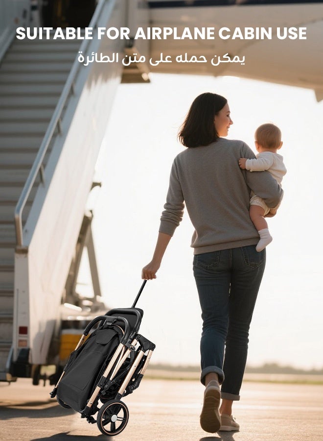 hibobi Lightweight Travel Baby Stroller with Cup Holder｜Premium Design｜Four-Wheel Suspension｜One-Hand Foldable and Cabin-Approved｜Multi-Angle Adjustment｜Supports up to 60kg｜Suitable for 0–6 Years - Image 4