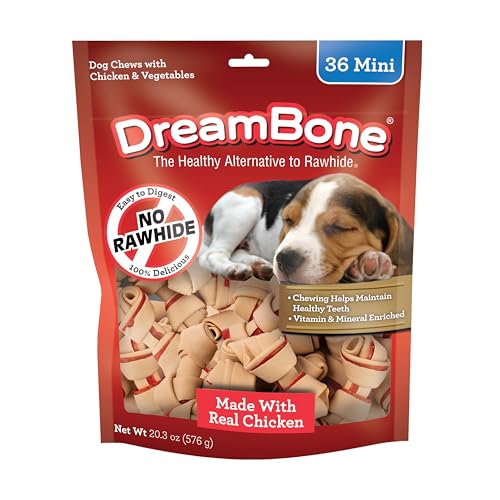 DreamBone Mini Chews With Real Chicken Chews for Dogs, 36 Count, These Rawhide-Free Chews are a Dog’s Favorite Distraction - Image 1