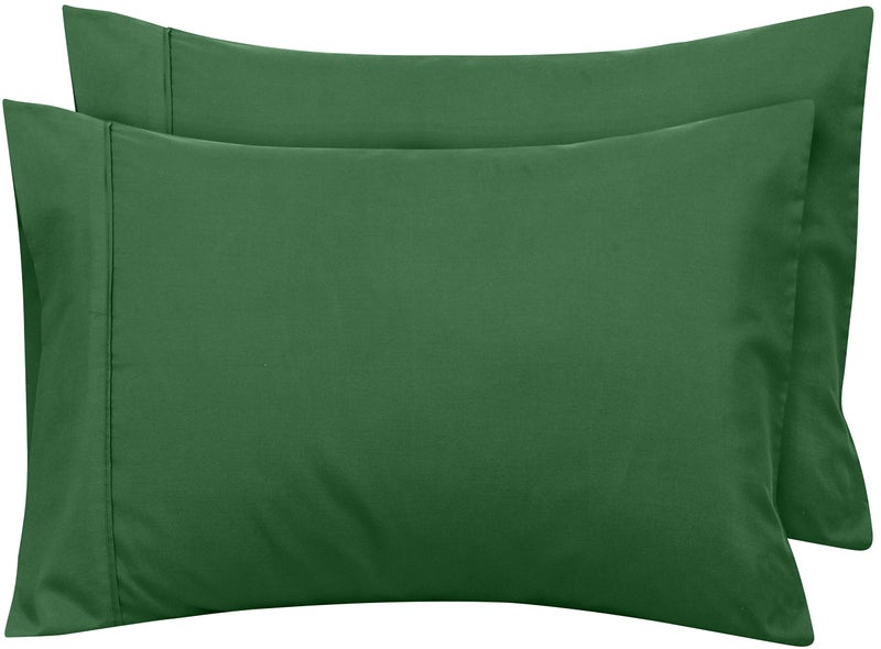 Royale Linens Queen Pillowcase Set of 2 Bed Pillow Cover 20 x 30 Pillowcases 1800 Brushed Microfiber Wrinkle Fade Resistant Soft Cozy Queen Size Pillow Case Hunter Green