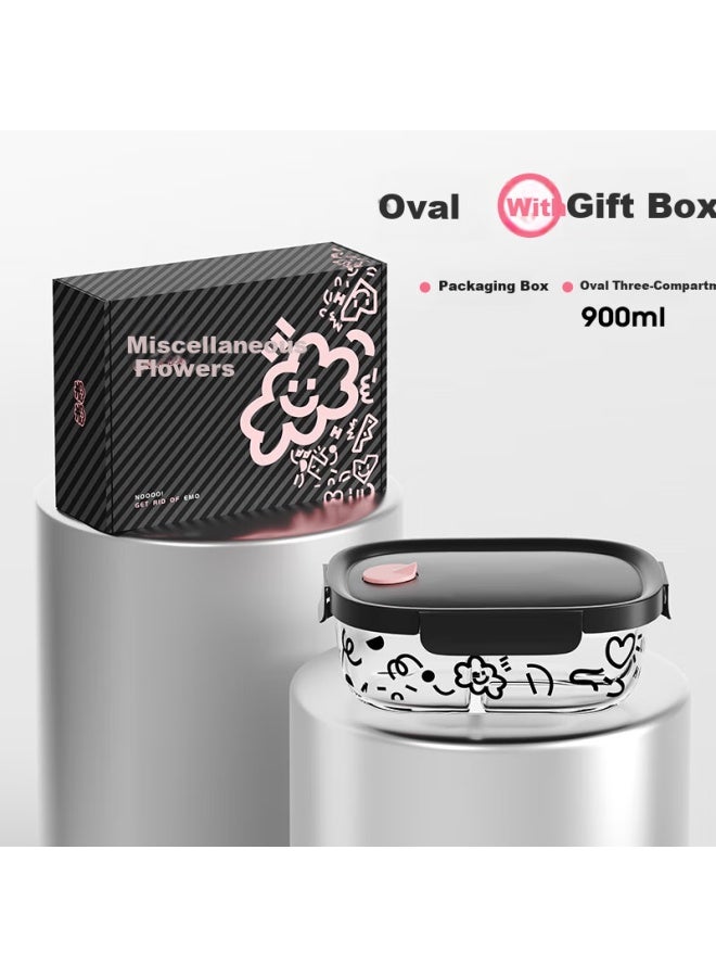 Cilock Microwaveable Glass Bento Box With Large Capacity And Three Compartments 900ml - Image 1