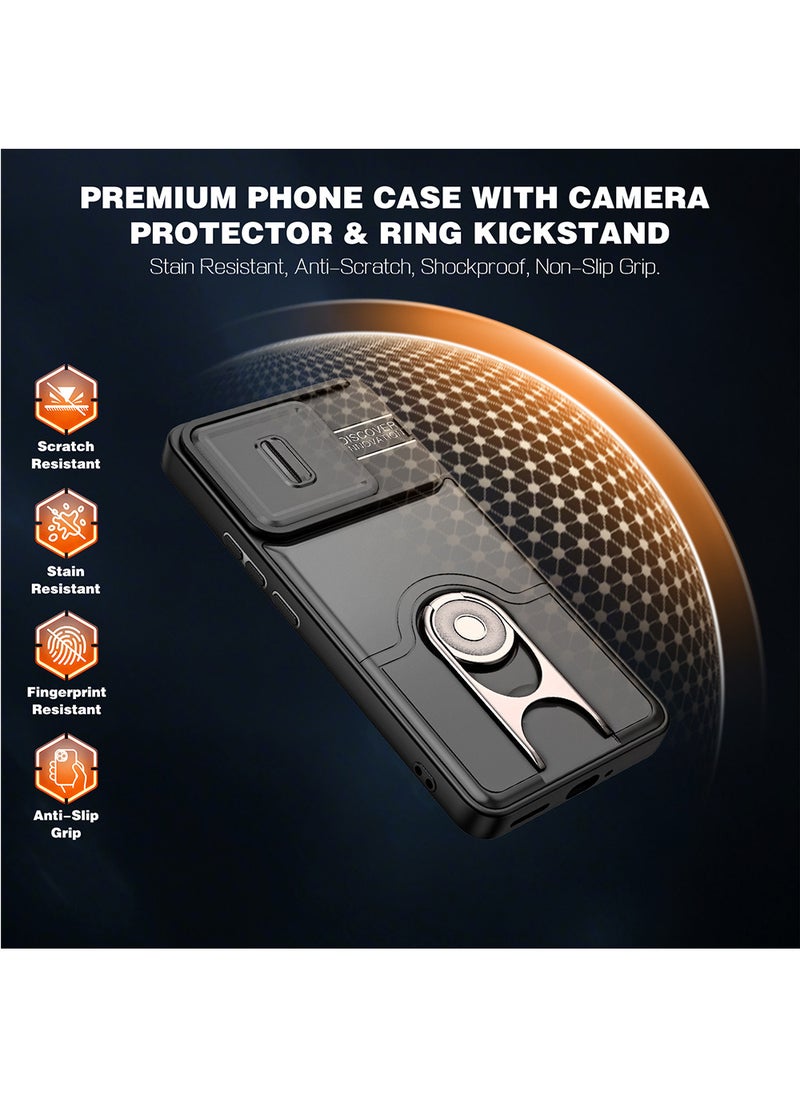 غطاء هاتف لـ Xiaomi Poco X8 Pro Max مع غطاء للكاميرا وحامل حلقي، وحامل سيارة مغناطيسي متوافق، وغطاء واقي صلب من الخلف وحواف ناعمة مقاوم للصدمات - Image 4