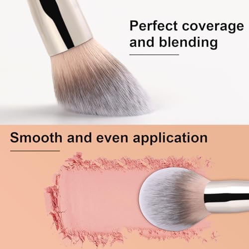 TEOYALL Oval Blush Brush, Ultra Plush Fluffy Synthetic Bristles Powder Brush for Contour Bronzer Cheek with Loose Powder - Image 4