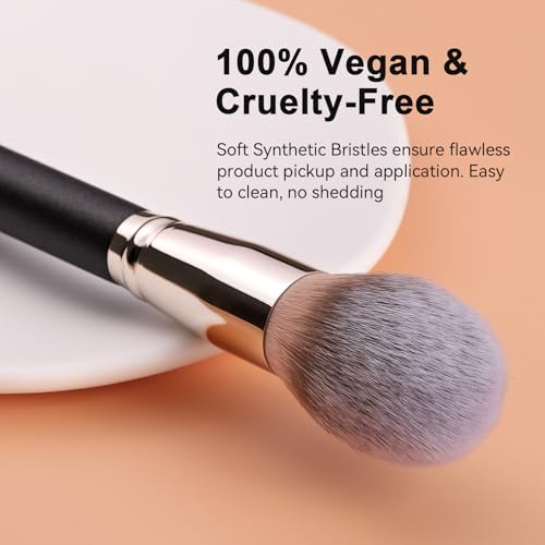 TEOYALL Oval Blush Brush, Ultra Plush Fluffy Synthetic Bristles Powder Brush for Contour Bronzer Cheek with Loose Powder - Image 2