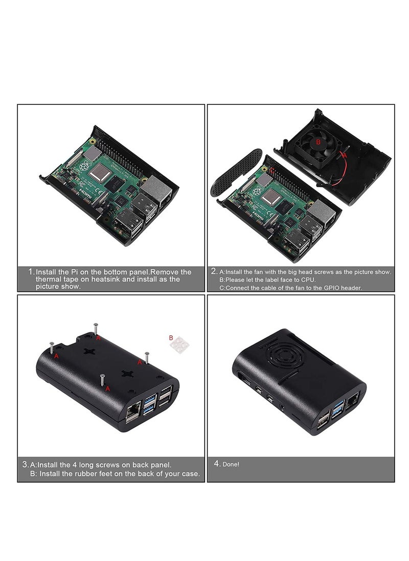 Raspberry Pi 4 Case, Raspberry Pi Case with Cooling Fan, Raspberry Pi 4 Heatsink for Raspberry Pi 4 Model B, Pi 4B, Pi 4