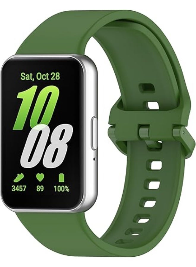 QIRG Silicone Sport Band for Samsung Galaxy Fit 3, Adjustable Replacement Watch Strap for Galaxy Fit 3 Women Men(Green) - Image 1