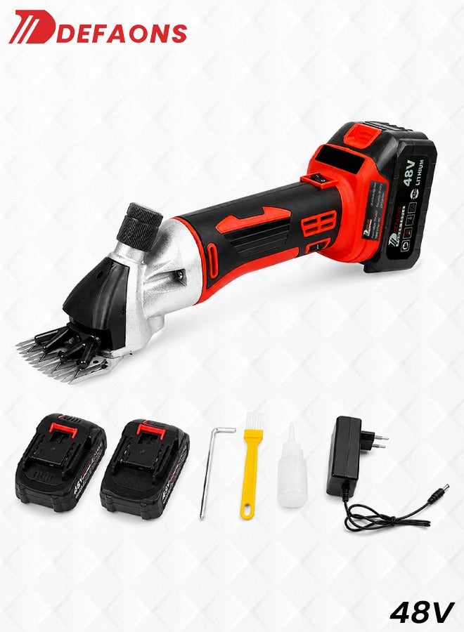 DEFAONS 48V Cordless Electric Sheep Shearing Clipper Machine, Rechargeable Wool Trimmer with 4.0Ah Lithium Battery, 2300RPM Brushless Motor, Portable Animal Grooming Cutter for Sheep Goat Alpaca Farm Livestock Use - Image 1