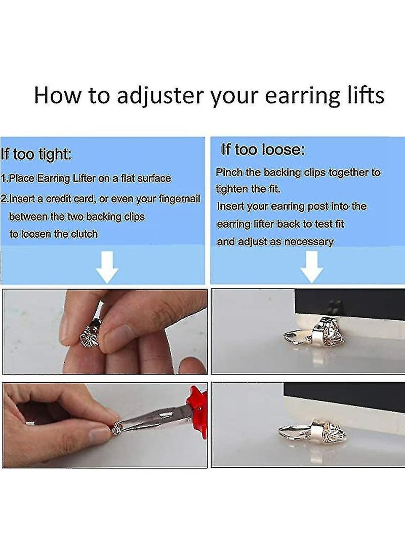 أسيف 3 أزواج من رافعات الأقراط، مساند أقراط قابلة للتعديل للأقراط الثقيلة - Image 4