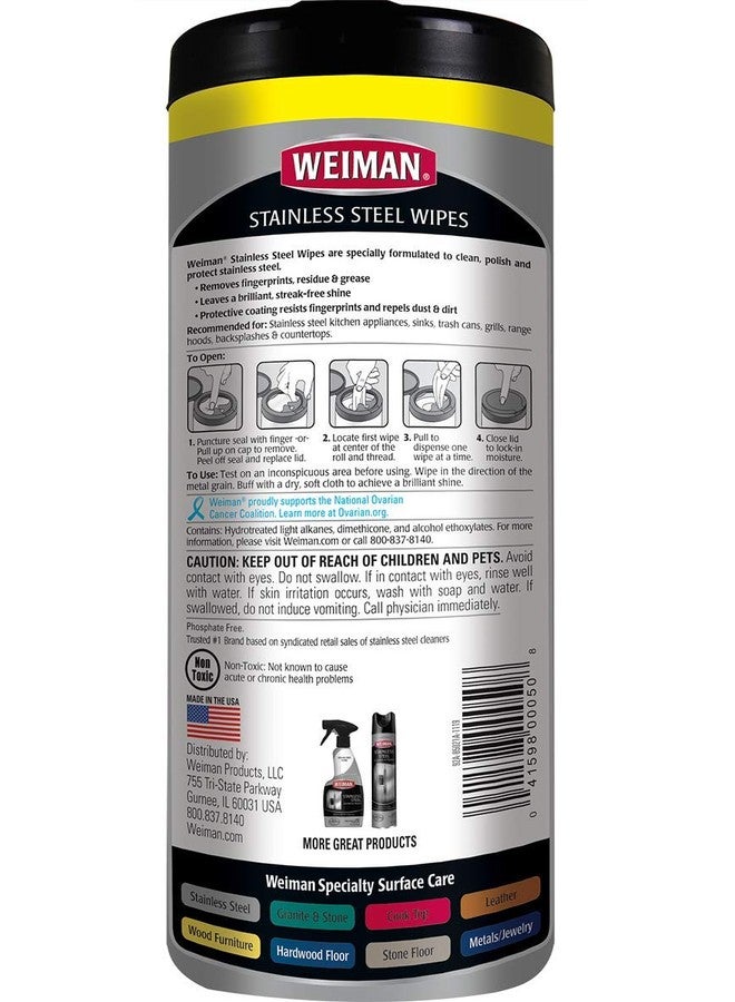 Weiman Stainless Steel Wipes - Removes Fingerprints, Residue, Water Marks and Grease From Appliances - Works Great on Refrigerators, Dishwashers, Ovens, Grills - 28 Count - Packaging May Vary - Image 2