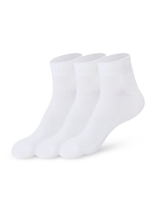 Ampm Mens Cotton-blended Ankle length Socks (PACK OF 3) Double cushioned Sole, Ultra-Soft touch, Secure Gentle Grip, Reinforced stitch, Skin Friendly - WHITE