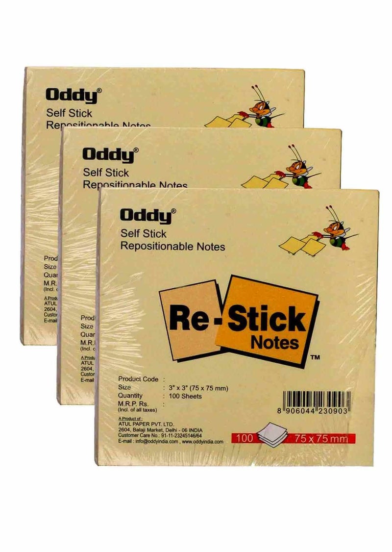 Oddy '3 x 3' Self Stick Repositionable Note Pad 100 Sheets (Set of 10) - Image 3