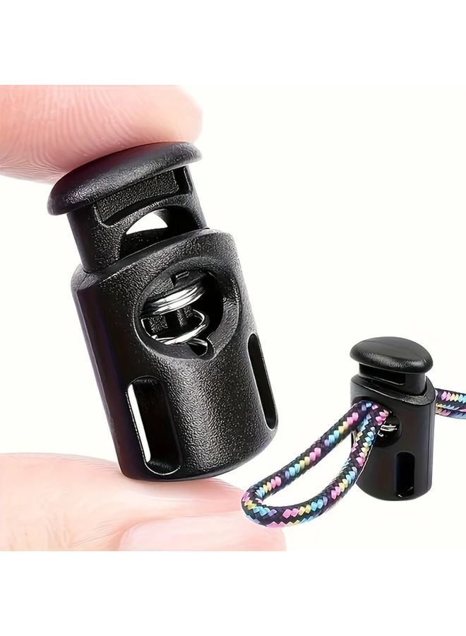 10 Pcs Black Plastic Spring Cord Locks for Drawstrings Hoodies Shoelaces - Image 2