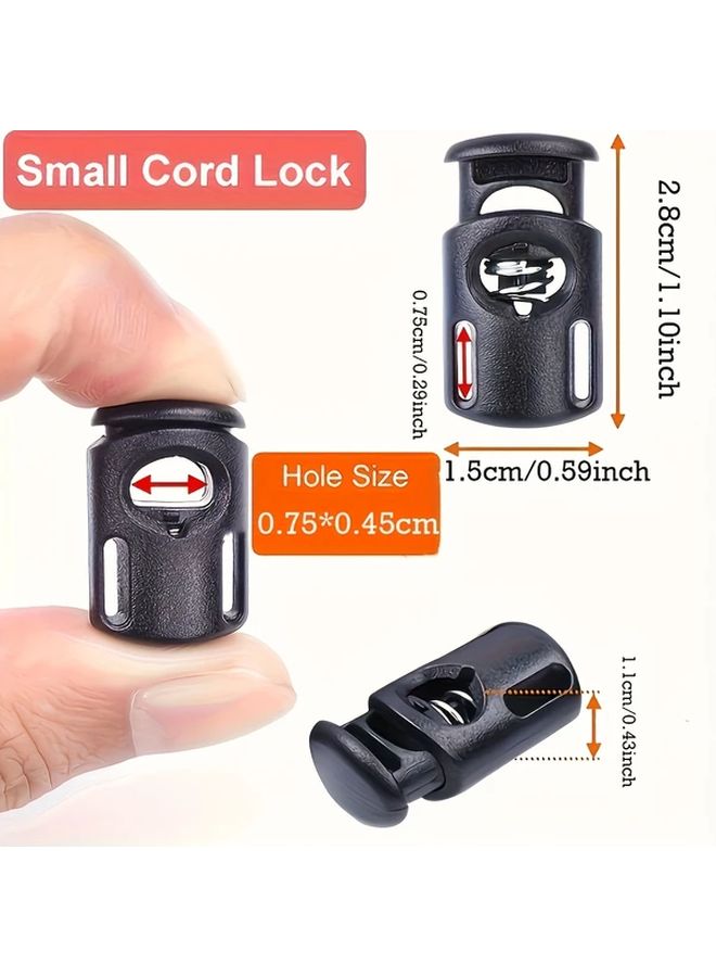 10 Pcs Black Plastic Spring Cord Locks for Drawstrings Hoodies Shoelaces - Image 3