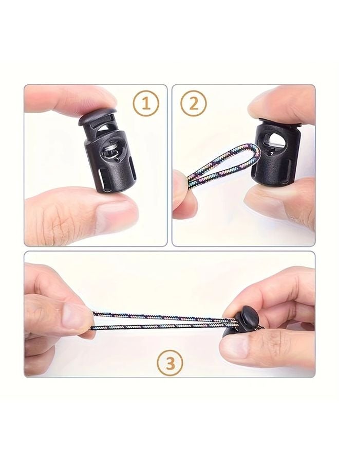 10 Pcs Black Plastic Spring Cord Locks for Drawstrings Hoodies Shoelaces - Image 5