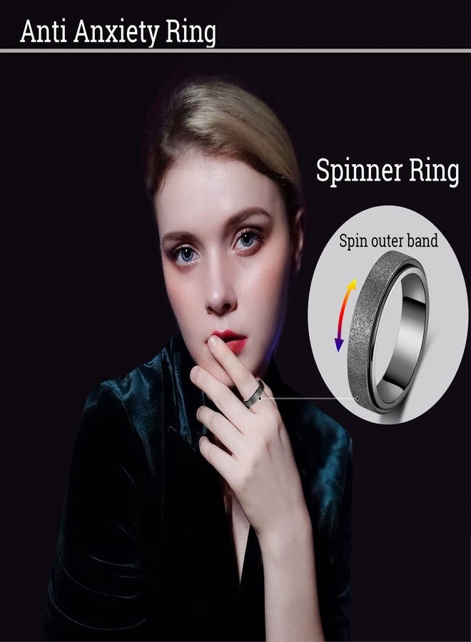 OreilleStar Anxiety Ring for Women Fidget Ring Spinner Fidget Toys Adults Stainless Steel Thumb Ring for Men Black Size 10 - Image 5