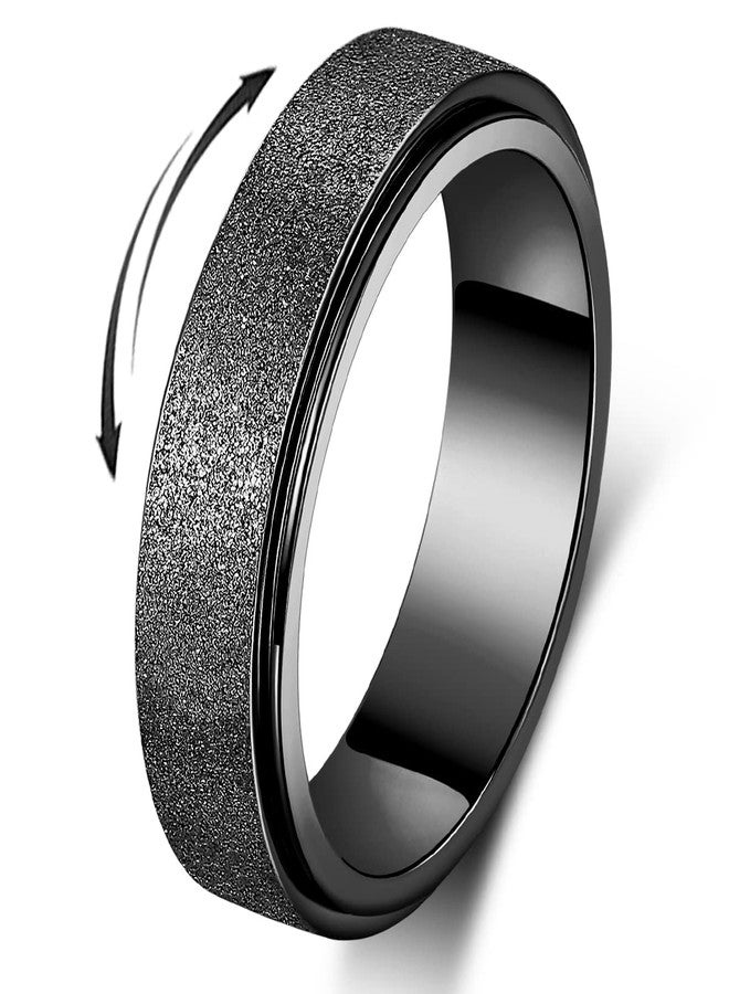 OreilleStar Anxiety Ring for Women Fidget Ring Spinner Fidget Toys Adults Stainless Steel Thumb Ring for Men Black Size 10 - Image 1