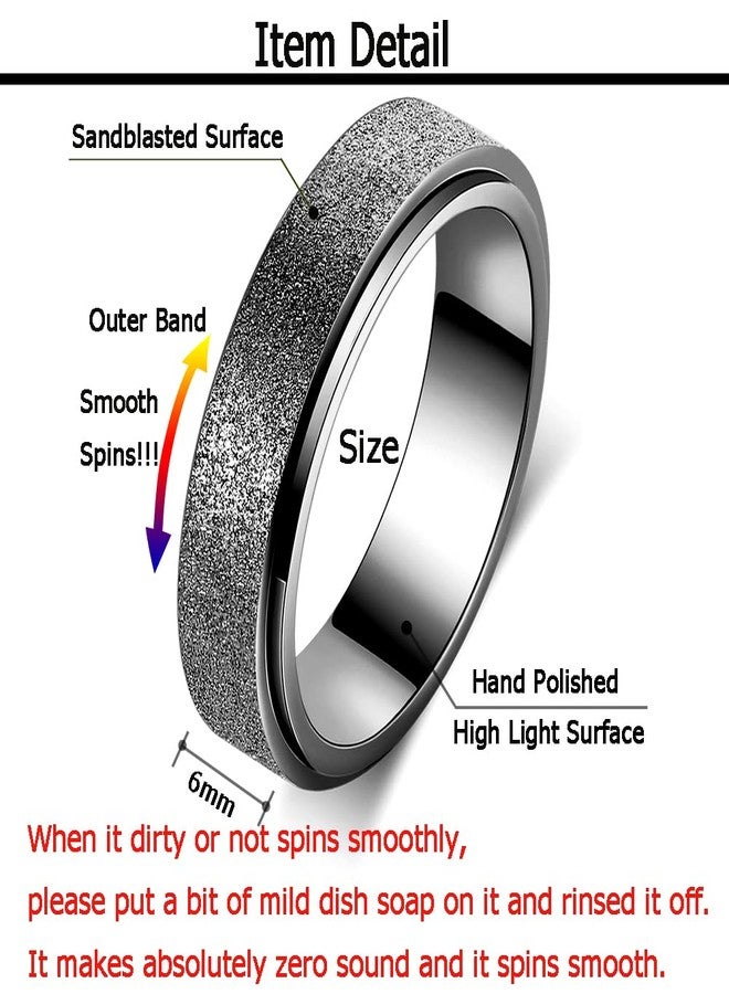 OreilleStar Anxiety Ring for Women Fidget Ring Spinner Fidget Toys Adults Stainless Steel Thumb Ring for Men Black Size 10 - Image 2