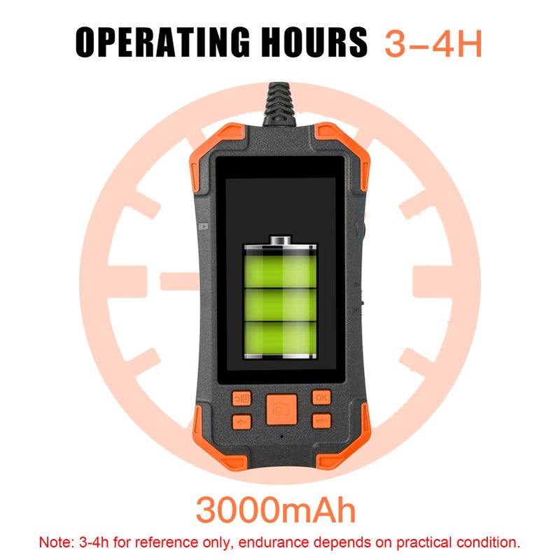 Industrial Endoscope with 4.3 Inch IPS Screen 5.5mm Lens 1080P Borescope Inspection Camera with Semi-rigid Cable/ IP67 Waterproof Probe/ LED Light/ TF Card Slot for Automobile Repair Pipeline Inspection - Image 2