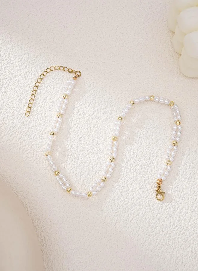 Take Two  Oval Faux Pearl Choker Necklace for Women | Best Price UAE