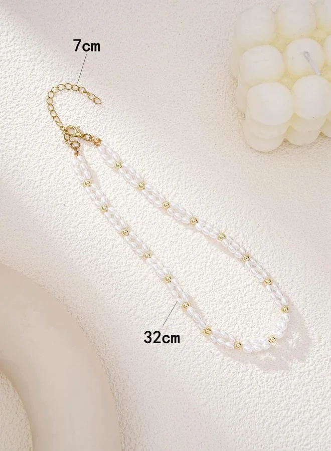 Take Two  Oval Faux Pearl Choker Necklace for Women | Best Price UAE