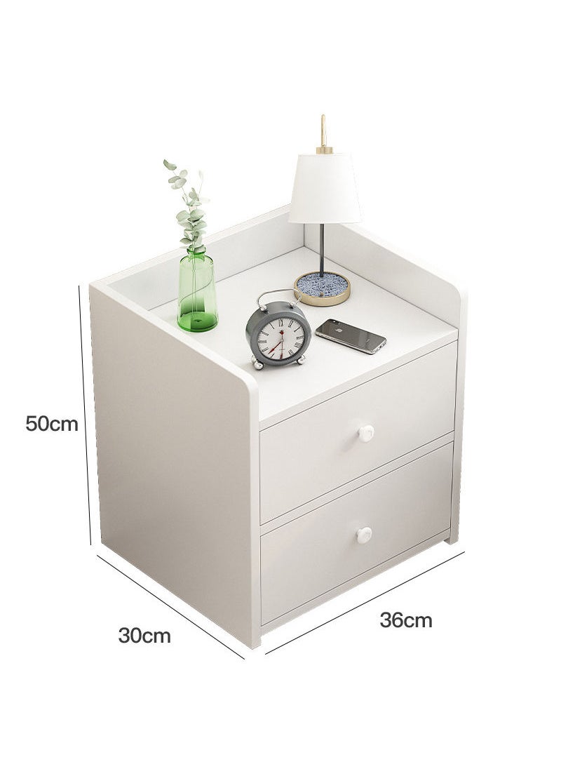 Sharpdo - Sharpdo Bedside Table Nightstand Table Bedside Cabinet with Two Drawers WhitWood Simple Modern Nordic Mini Storage Side Table End Table Small Space Corner Table Storage Cabinet 	36*30*50cm - Image 1