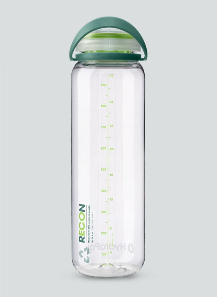 HydraPak RECON TWIST & SIP Water Bottle - 1.0L Clear / Evergreen & Lime - Image 1