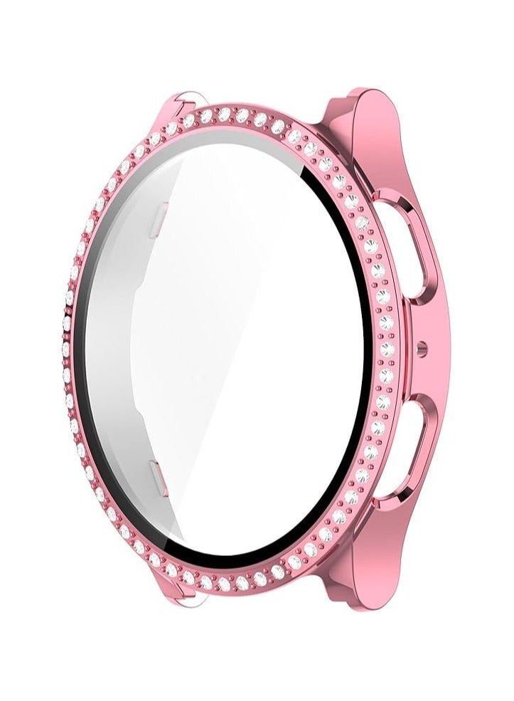 جراب ساعة جالكسي 7، جراب لامع لساعة سامسونج جالكسي 7 مقاس 44 مم للنساء، جراب واقٍ من الألماس مرصع بأحجار الراين الكريستالية اللامعة، غطاء وجه صلب من البولي كربونات (وردي) - Image 3