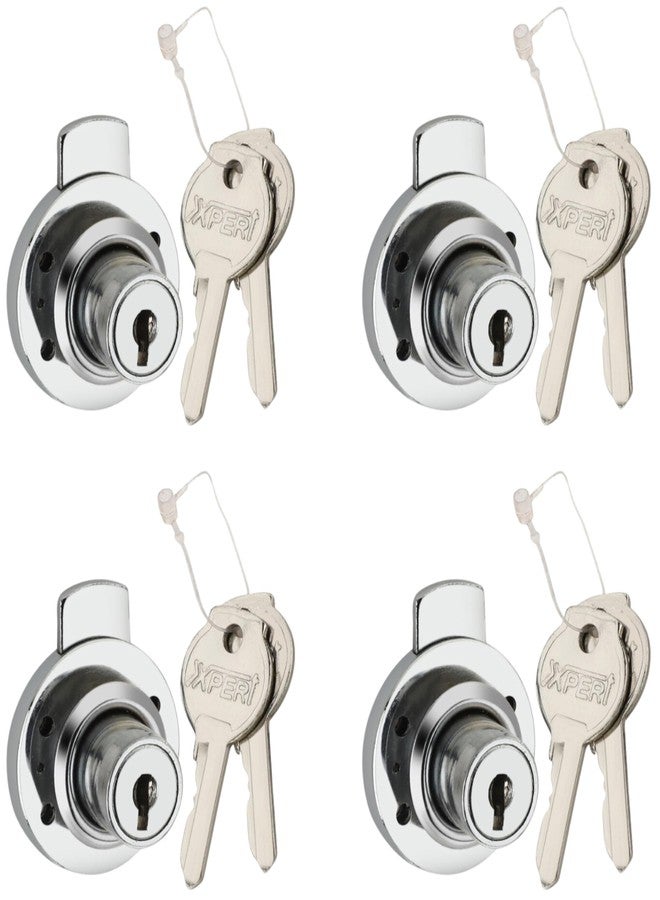Xpert Round Multi Purpose Lock Pack of 4, Works as Drawer Lock with Key, Lock for Cupboard, Wardrobe Lock with Key, Cupboard Lock with Key, Lock for Drawer, almirah Lock, Cabinet Locks for Cupboard - Image 1