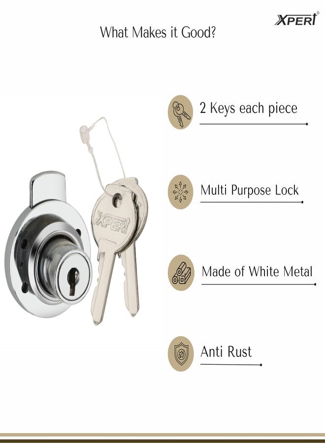 Xpert Round Multi Purpose Lock Pack of 4, Works as Drawer Lock with Key, Lock for Cupboard, Wardrobe Lock with Key, Cupboard Lock with Key, Lock for Drawer, almirah Lock, Cabinet Locks for Cupboard - Image 2