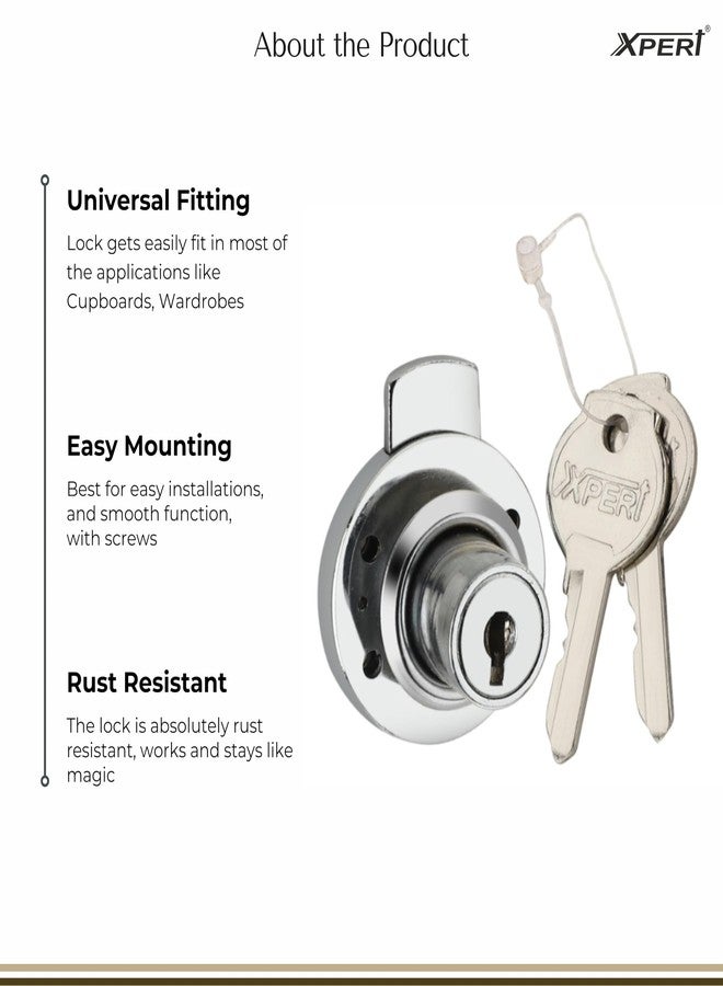 Xpert Round Multi Purpose Lock Pack of 4, Works as Drawer Lock with Key, Lock for Cupboard, Wardrobe Lock with Key, Cupboard Lock with Key, Lock for Drawer, almirah Lock, Cabinet Locks for Cupboard - Image 3