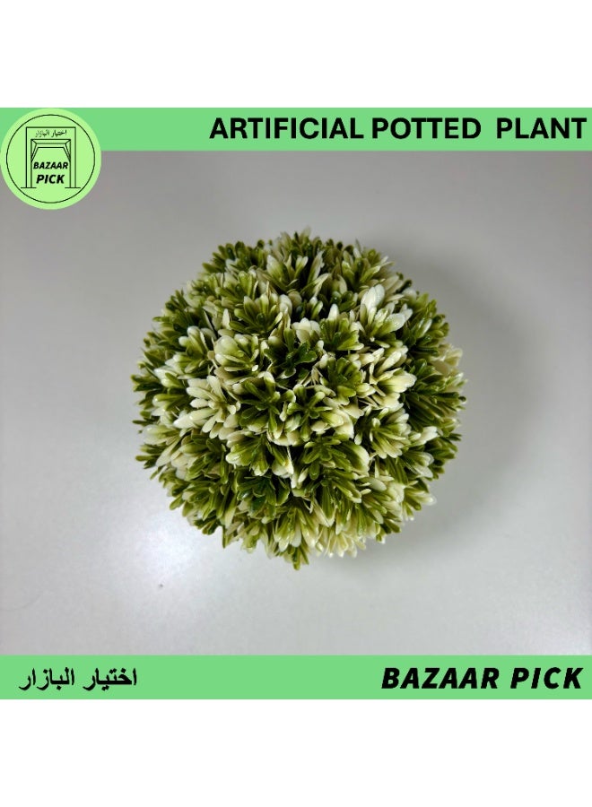 نبات اصطناعي مع أصيص - نباتات خضراء وهمية واقعية على الطراز النوردي للمكتب والمنزل والمطبخ والحمام ورفوف الزينة - ارتفاع 13 سم (5 بوصة) - أخضر وأبيض - Image 3