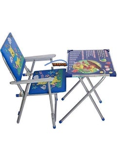 PS SHEVIN Table Chair for Kids ABCD1234 Pattern Printed Rounded Edges Foldable Study Table and Chair Set for Kids Boy and Girl Age 2 to 7 Year Old Design Vary HA51