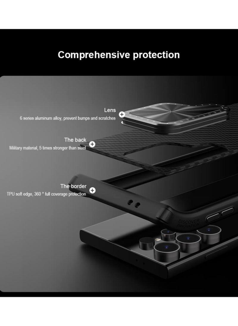Nillkin - CarboProp MagSafe Aramid Carbon Fiber Armor Case for Samsung Galaxy S24 Ultra – Sleek Black, 1500D Kevlar Durability, Magnetic Lens Frame & Metal Buttons - Image 1