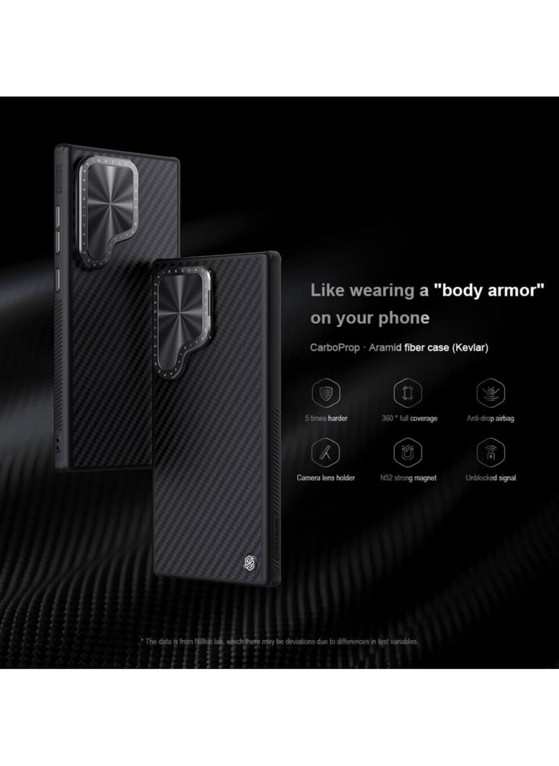 Nillkin - CarboProp MagSafe Aramid Carbon Fiber Armor Case for Samsung Galaxy S24 Ultra – Sleek Black, 1500D Kevlar Durability, Magnetic Lens Frame & Metal Buttons - Image 1