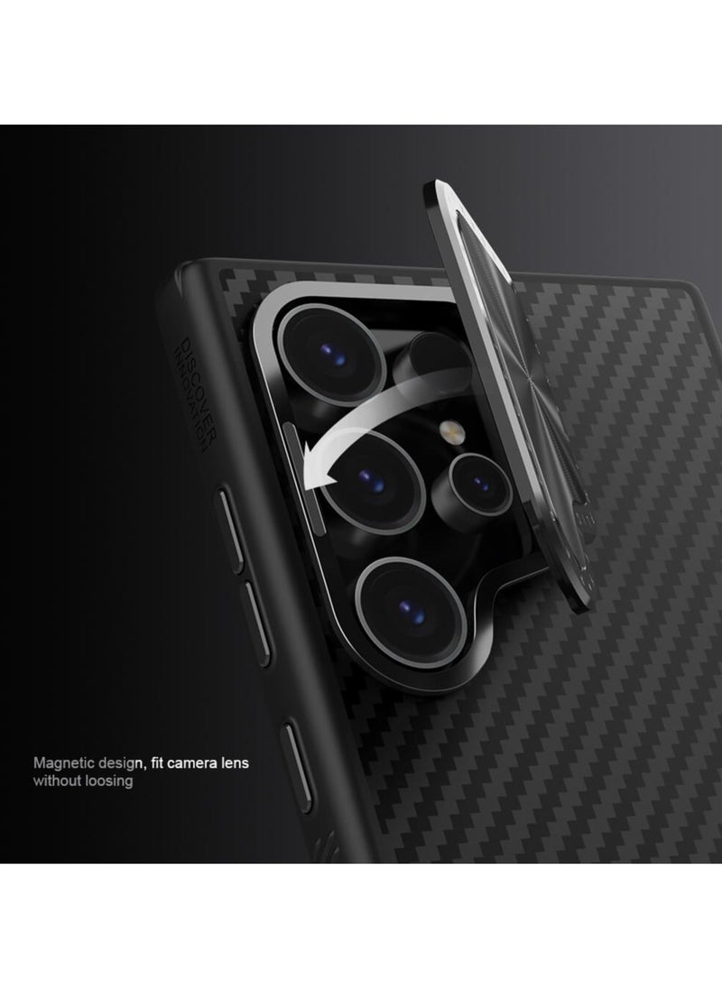Nillkin - CarboProp MagSafe Aramid Carbon Fiber Armor Case for Samsung Galaxy S24 Ultra – Sleek Black, 1500D Kevlar Durability, Magnetic Lens Frame & Metal Buttons - Image 1